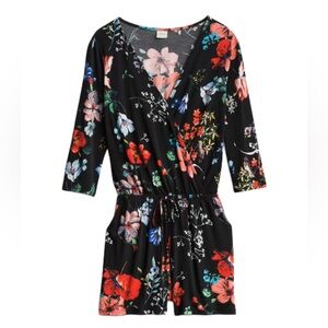 Kaileigh Black Floral Knit Romper
